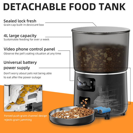 Smart WiFi Pet Feeder – Voice Recorder, Timer & Large Capacity Bowl