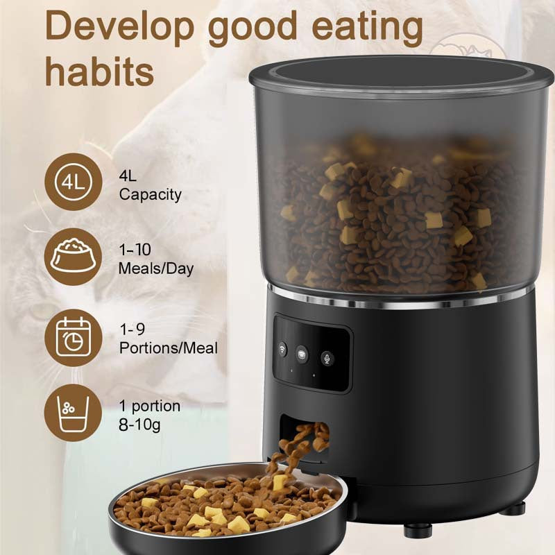Smart WiFi Pet Feeder – Voice Recorder, Timer & Large Capacity Bowl